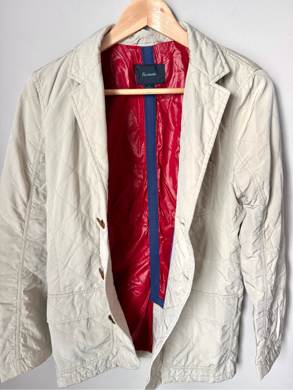 Vintage Faconnable Lightweight Quilted Men's Blazer Jacket with Red Lining